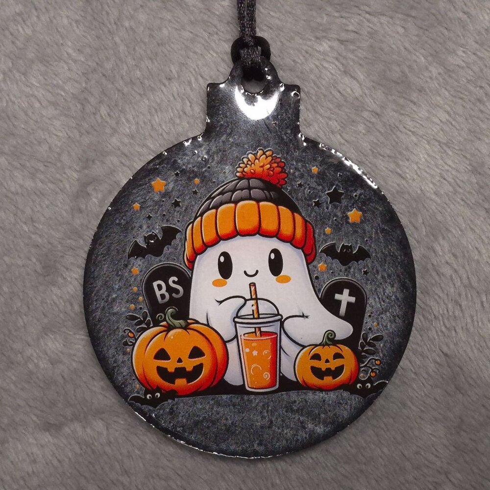 Handmade Ghost Halloween Resin Ornament Pumpkins Fall Leaves Holiday Decor